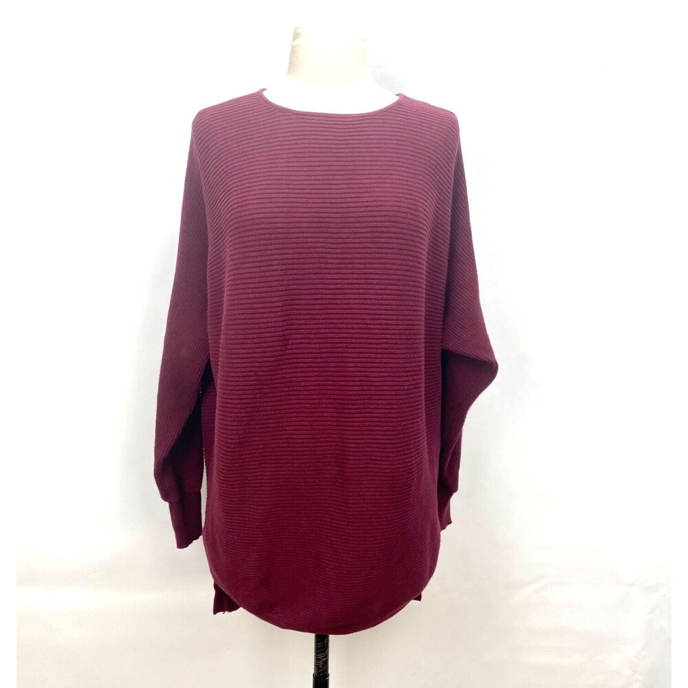 Nyland Women Rib Knit Sweater Tunic Top Small Oversized Lagenlook Dolman Sleeves